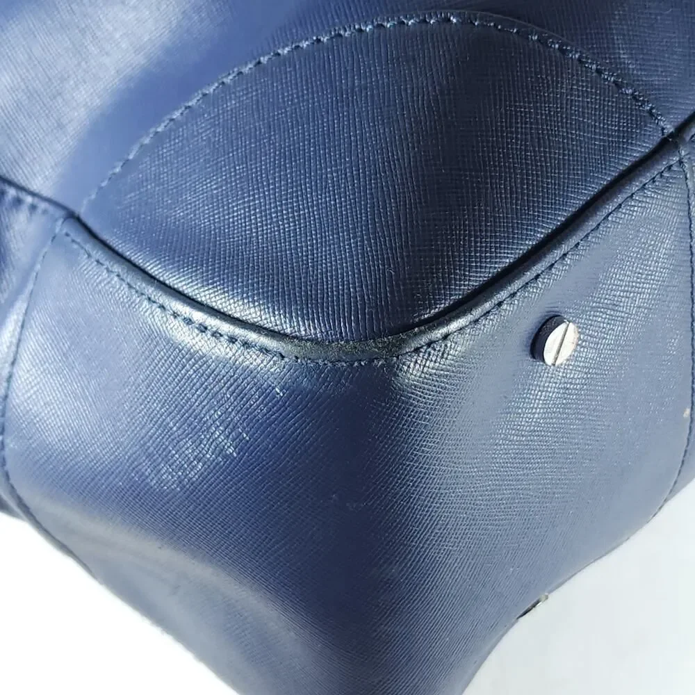 Tory Burch Robinson East West Blue Leather Large Top Handle Tote Bag Handbag